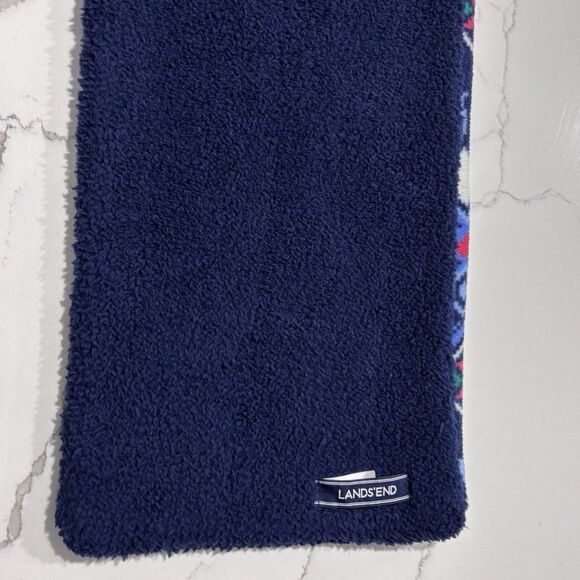 LANDS' END Women's Fleece Fair Isle Print Reindeer Snowflakes Scarf Gloves Set 7 - Picture 13 of 16